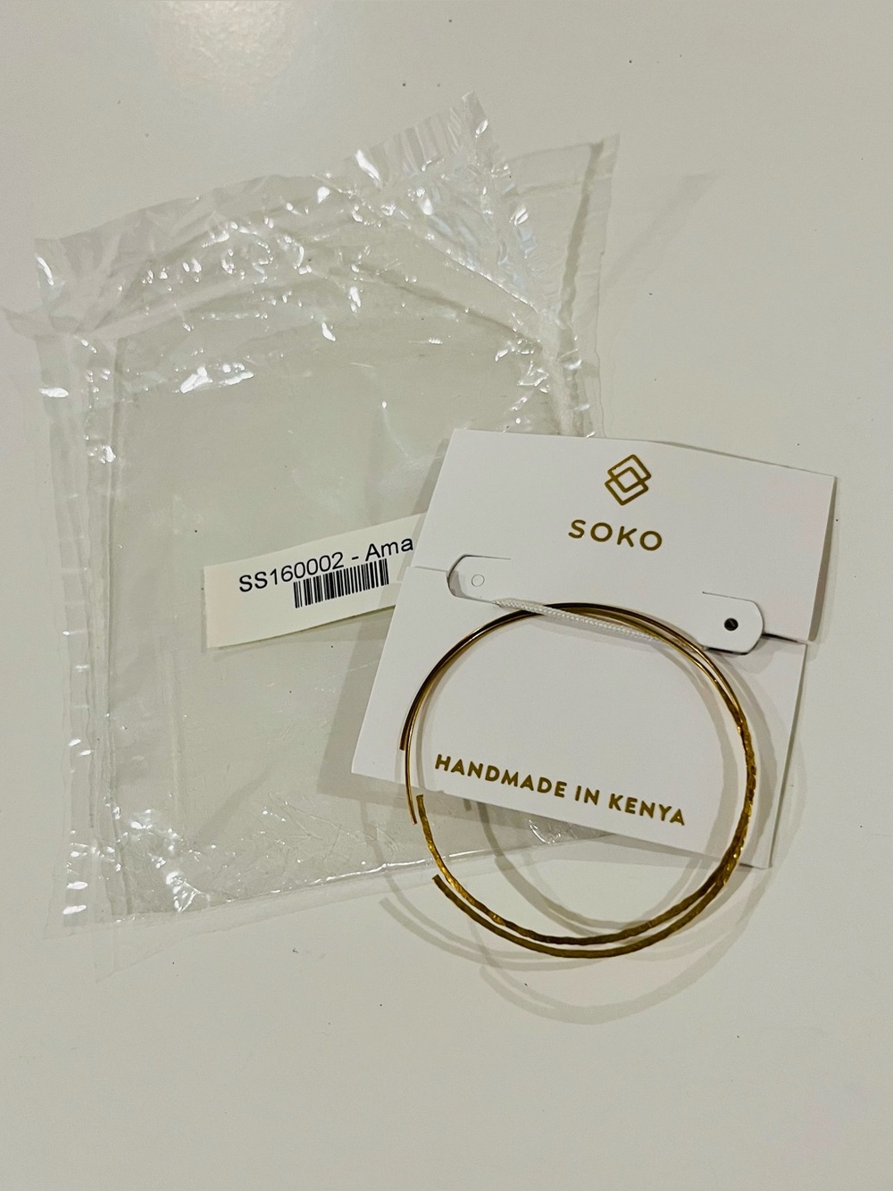 SOKO Gold Hammered Hoop Earrings Handmade NWT